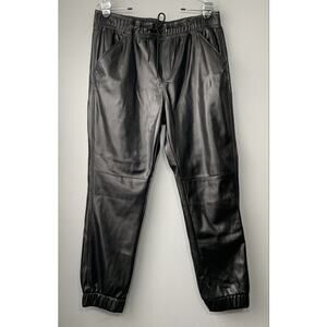 BB Dakota Size Large Black Vegan Leather Jogger Pants Drawstring Streetwear
